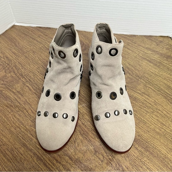 Sam Edelman Pedra Suede Booties Gray Cream Taupe Ankle Boots Size 6 - Picture 5 of 15